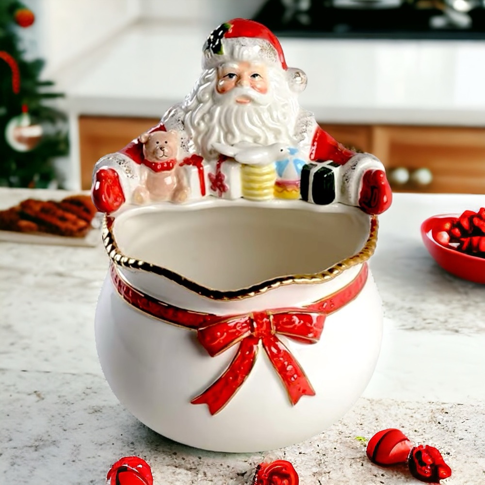 Spode Christmas SANTA WITH DOVE Nut/Candy Bowl 7 5/8" Tall